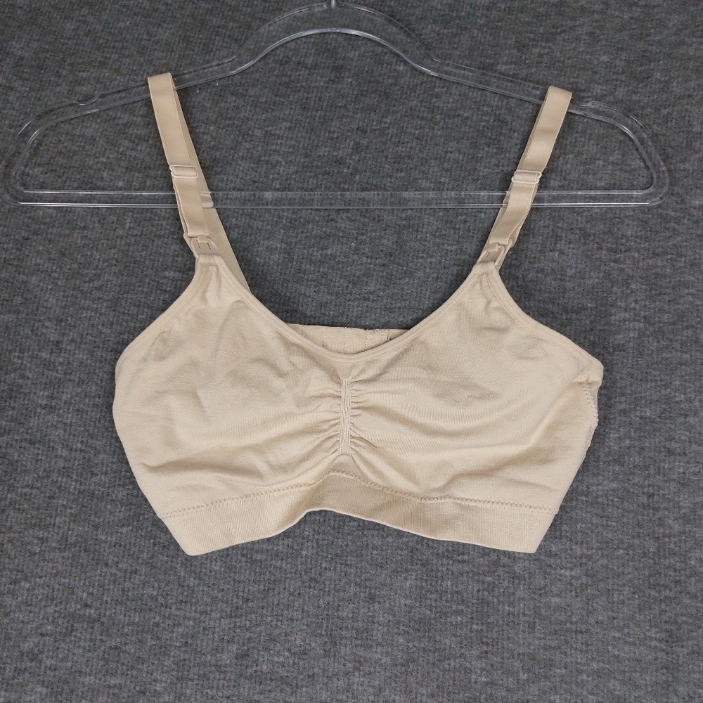 LEADING LADY WOMENS NUDE TAN ADJUSTABLE STRAPS UNLINED NURSING BRA SIZE MEDIUM